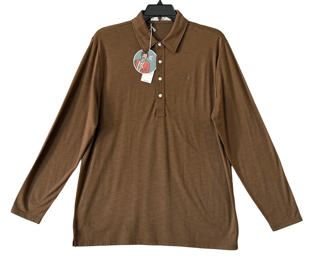 Criquet Polo Shirt Men's XL Long Slv Moisture Wicking Quick Dry Single Malt NWT